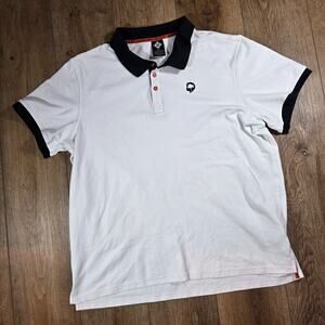 Outdoor Afro REI Co-op Polo Mens XL White Black Trim Golf Tennis Preppy